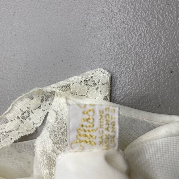 Vtg Miss Elaine Nightgown Slip Embroidered Floral Fairy Bride Honeymoon White M - Picture 7 of 10